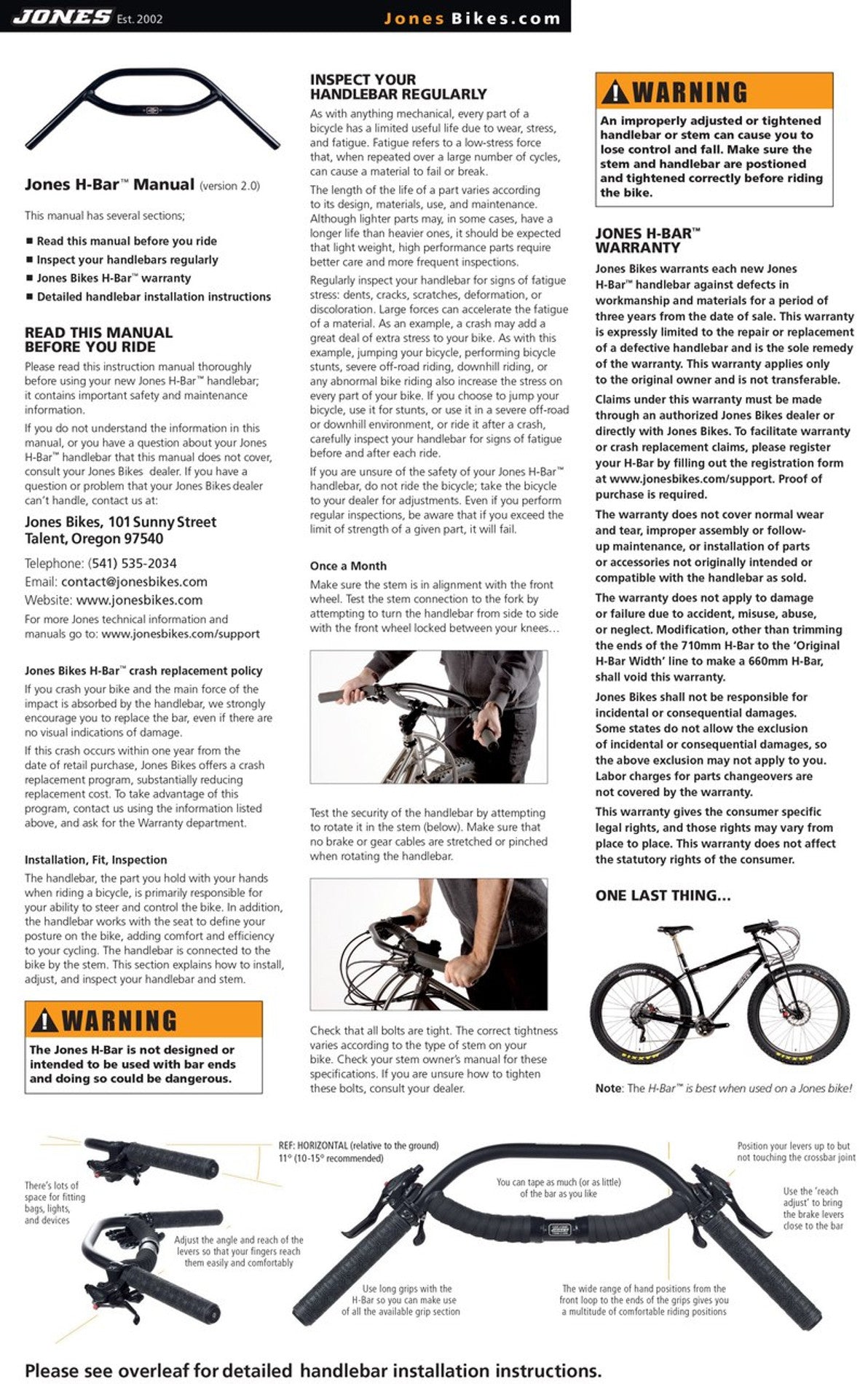 Manillar Jones H-Bar Loop Butted Aluminium 71cm 31,8 mm Plata