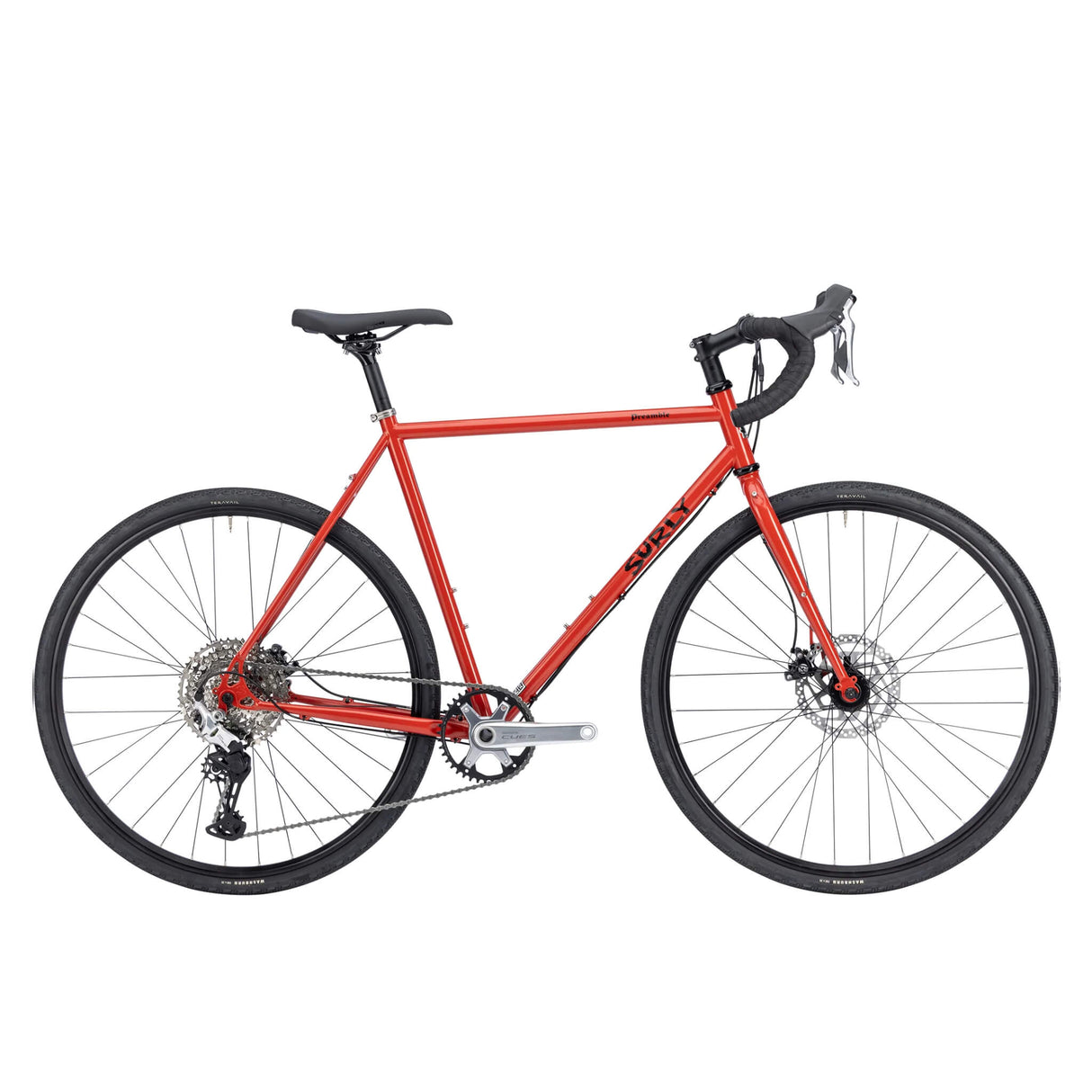 Bicicleta Surly Preamble Shimano CUES Drop Bar de acero Chromoly en color Red Hot Cheddar.