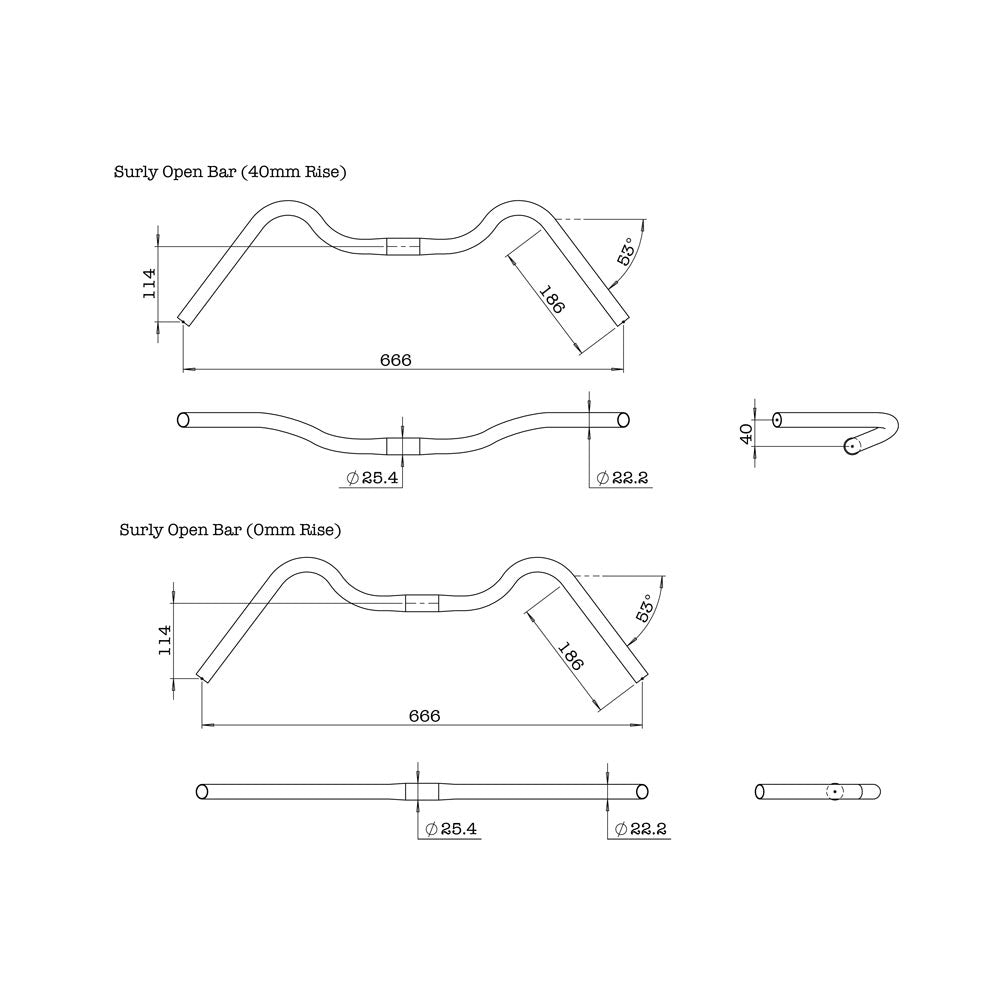 Manillar Surly Open Bar 66.6cm 25.4 mm